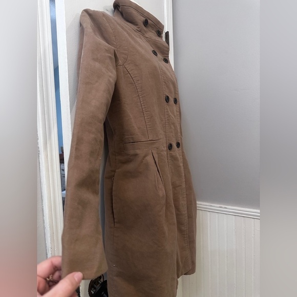 MNG by Mango Women’s L Brown Double-Breasted Military Trench Coat Jacket Chic - Picture 2 of 11